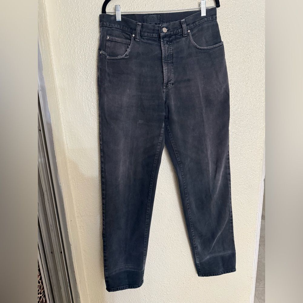 Versace Jeans Couture 100% cotton black denim Jeans Straight 90s Vintage size 35